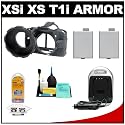 MADE Rubberized Camera Armor (Black) for Canon Rebel XSi/ XS/ T1i Digital SLR Camera + (2x) LP-E5 Battery & Charger + Accessory Kit