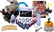 COMPLETE G44 MASTER AIRBRUSH Kit With Airbrush Depot 1 Year Warranty Tank Compressor and 6 Foot Air Hose Set, Createx Paint, Instructional Book, Airbrush Holder, Cleaning Pot, Mixing Sticks & Cups, Quick Connector
