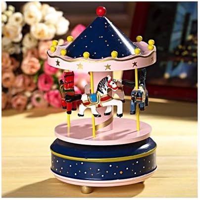 Wooden Merry-Go-Round Horse Music Box Christmas Birthday Gift Carousel Music Box