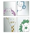 Silk-Screened Zoo Animals 4-pc. Mirror Set