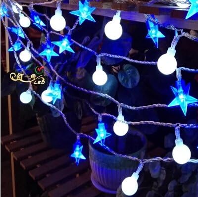 The Lights Flashing Light Stars Ball Lamp Bulb Decorative Lamp Room Romantic Outdoor LED Christmas Lights ( Color : Wathet , Size : Battery-A )
