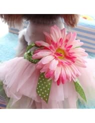 Pet Products: PanDaDa Dog Daisy Gauze Tutu Dress Skirt Pet Dog Cat Princess Clothes Bowknot Dress S - PanDaDa