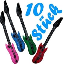 10 x Aufblasbare Luftgitarre Gitarre Party "Rockstar" Air Guitar Luftgitarren 105 cm