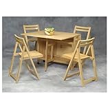 Linon Space Saver Table & Chairs 5 Pc Set Natural Finish