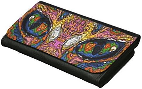 axeling Women's Bifold Trifold Long Leather Wallet Purse Button Clutch Card Psychedelic Cat Eyes Wallet