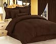 7 Pieces Solid Coffee Brown Micro Suede Duvet Cover Set Queen Size