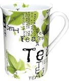 Konitz Tea Collage 10-Ounce Mugs, Set of 4, White/Green