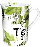 Konitz Tea Collage 10-Ounce Mugs, Set of 4, White/Green