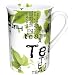 Konitz Tea Collage 10-Ounce Mugs, Set of 4, White/Green