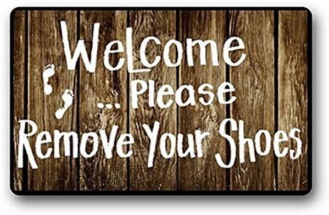 Burning Love Short Plush Material Welcome Please Remove Your Shoes Printed Doormat , Non-slip Doormats, Size40X60CM. by Burning Love