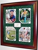 Payne Stewart Autographed/Hand Signed cut Custom Framed with 4 Photo Collage ~ Mahogany Frame Measur