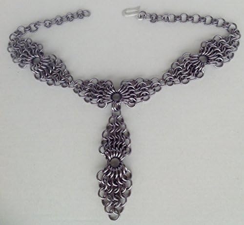 Chainmaille Gunmetal Grey Angel Wings Necklace by 10Cube Art Chainmail