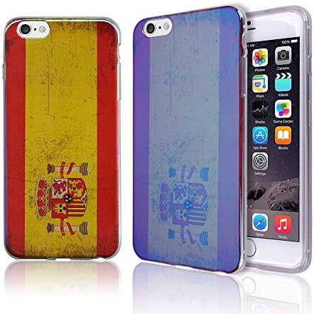 iPhone 6 / 6S Case [National Flag] [Ultra Slim TPU Bumper] Flexible Colorful Rainbow Gel Cover Shock Absorption Graphic Soft Shell Light Jelly Apple iPhone6 / iPhone6S 4.7 inch (SPAIN)