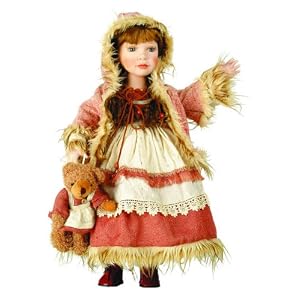 GOLDIE 26in Porcelain Country Girl w Bear Doll ~Retired by