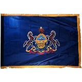 Pennsylvania 3x5ft Nylon Flag with Indoor Pole Hem and Fringe