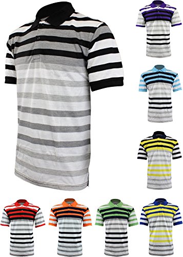 Enimay Men's Big and Tall Short Sleeve Casual Striped Polo Rugby Style Shirt