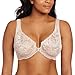 Glamorise Women's Front Close Stretch Lace Wonderwire Bra, Cafe, 44D