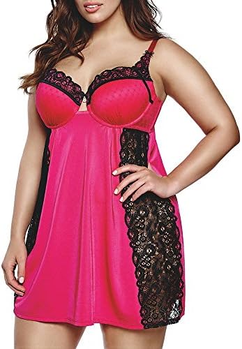 Ashley Graham La Scala Seductive Chemise, L, Bright Rose