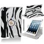 Zebra Pattern Black & White Striped Design New Apple iPad 2/3/4 360� Degree Case Cover Stand PU Premium High Quality Leather Landscape & Portrait Professional Multi-Function Rotating Swivel with Auto Sleep Wake Function Includes Screen Protector & Stylus Touch Pen - by iChoose Limited�