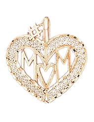 Dazzlers Solid 14k Gold Filigree Number 1 Mom Heart Charm Pendant Available in three colors from jewelsberry (weights: 2.4 grams only)