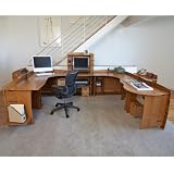 Bamboo UDesk with Hutch Carbonized Amber Finish