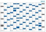Jahreskalender 2012 gerollt (blau2) - Sehr groß im DIN A0 Format mit extra großen Tageskästchen. (Wandkalender sind gerollt)