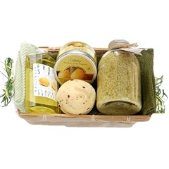 Wellness Geschenkset 7 tlg. Lemongrass Duschgel, Badebombe, Duftkerze, Badesalz, 2 x Handtuch 50x30 hellgr�n und gr�n im Bambuskorb