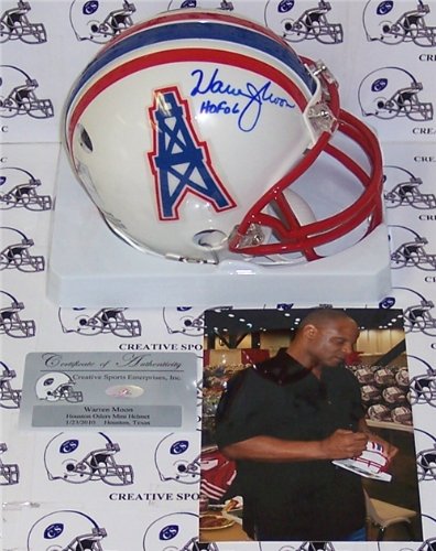 Warren Moon Autographed/Hand Signed Oilers Mini Helmet