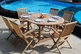 NEW TEAK Garden Furniture Round or oval Table 6 Chairs & cushions