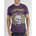 Ed Hardy Mens Argyle Print Tee With Rhinestone Skull & Roses Graphic