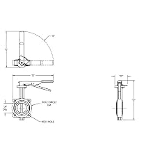 Dixon BFVL600 Ductile Iron Threaded Lug Style Butterfly Valve with Aluminum Bronze Disc and Buna-N liner, 6" Size, 200 psi Pressure