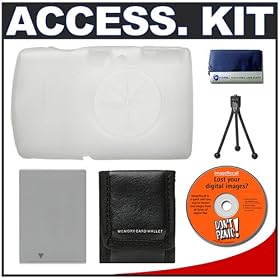Snug-It Tight Fit Camera Skin (Clear White) with Spare NB-5L Battery + Cameta Bonus Accessory Kit... by Delkin