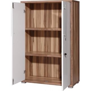 Aktenschrank Fancy Büroschrank mit 3 Ebnen, abschließbar 75x115cm aus Holz in Baltimore/Weiß