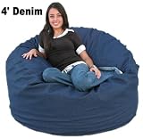 4' Ft. Denim Sac Foof Bean Bag Chair Love Seat