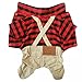 Dogloveit Cotton Plaid Shirt Style Overalls Jumpsuit Soft Autumn Dog Clothes For Cat Puppy Pet, Red, Medium