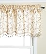 Regal Home Collections Essentials 54-Inch by 20-Inch Embroidered Floral Taffeta Lined Scallop Valance with Fringe, Beige