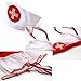 Amilia Sling Sheer Naughty Nurse Uniform Sexy Lingerie Set with Garter Net Stocking,Red,Medium