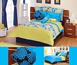 Green Blue Comforter Sheets Bedding Set King 13 Pcs