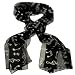 Acosta Scarves - Black with Silver Music Notes & Clef Print - Ladies Fashion Accessory Scarf - Gift Boxed