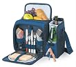 Picnic Time Malibu Insulated Cooler Picnic Tote, Service for 2, Navy Blue