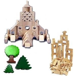 Haba Wooden Special Building Blocks Set Plus Additional 80 Piece Wooden Block Set and Wooden Tree Set