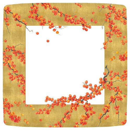 Entertaining with Caspari Berry Branches Square Paper Salad/Dessert Plates, Gold, Pack of 8