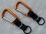 (2) Water Bottle Holders With Orange Aluminum Carabiner Attachments