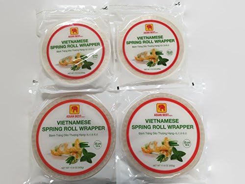 Variety 4-Pack Spring Roll Rice Wrappers Asian Best, 22 cm &amp; 25 cm [2 of Each]