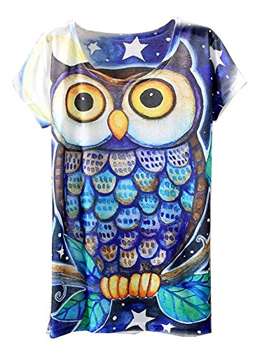 KaiTingu Women's Short Sleeve Owl Graphic Print Vintage T Shirt