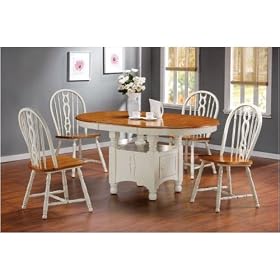 Solid Wood Pedestal Style Dining Table and Chairs Set by AtHomeMart