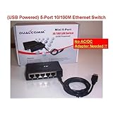 DualComm Mini 5-Port 10/100 Ethernet LAN Switch (USB Powered)