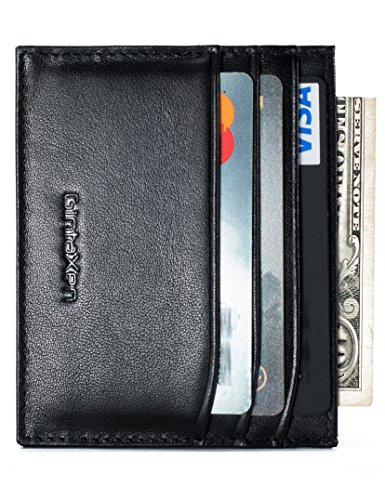 Slim genuine leather credit card holder front pocket wa…