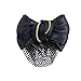 uxcell Hairnet Design Double Bowknots Accent Metal Hair Clip for Women Black