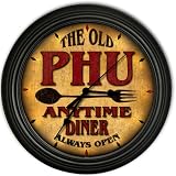Phu 's Family Diner Black Cascading Pub Style Wall Clock